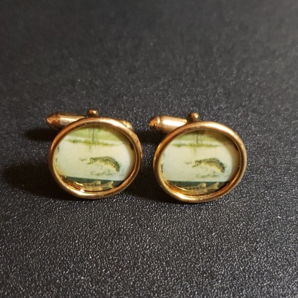Unknown Other - Vintage jumping fish cufflinks